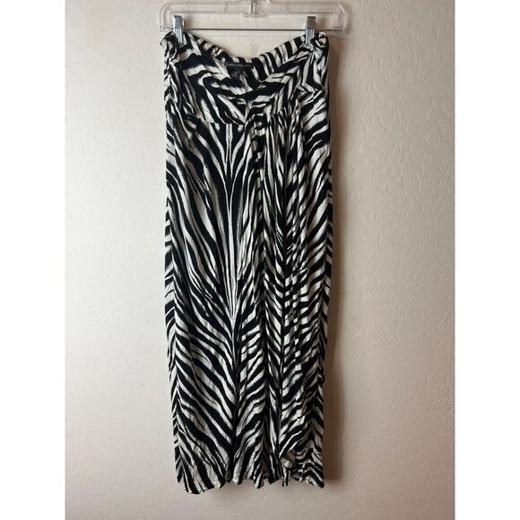 Black Label By Chico's Sz 1 (US M US 8) Zebra Animal Print Maxi Skirt Fully Line - Picture 2 of 7